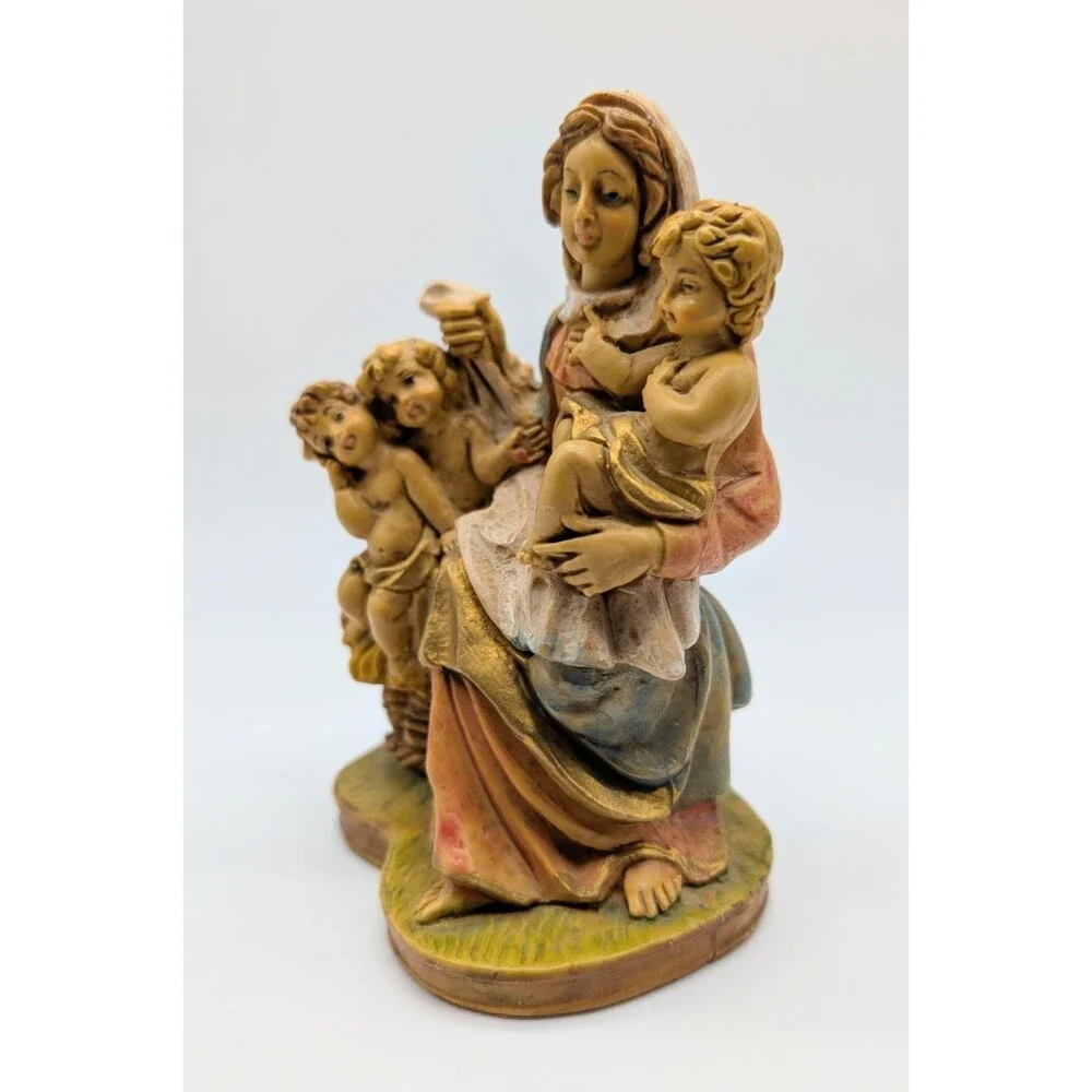 Italy Fontanini ? Figure Mother Child Cherubs Mary Figurine 5.5